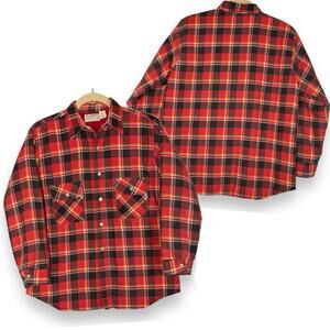Vintage USA Klondike Shacket L Red Plaid Quilted Shirt Jacket Grunge